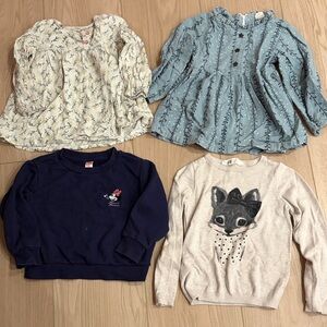 Charming Kids Sweater and Blouse Set - Blue, Cream, Navy